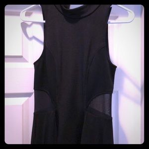BeBe Mockneck chiffon Overlay peplum Dress